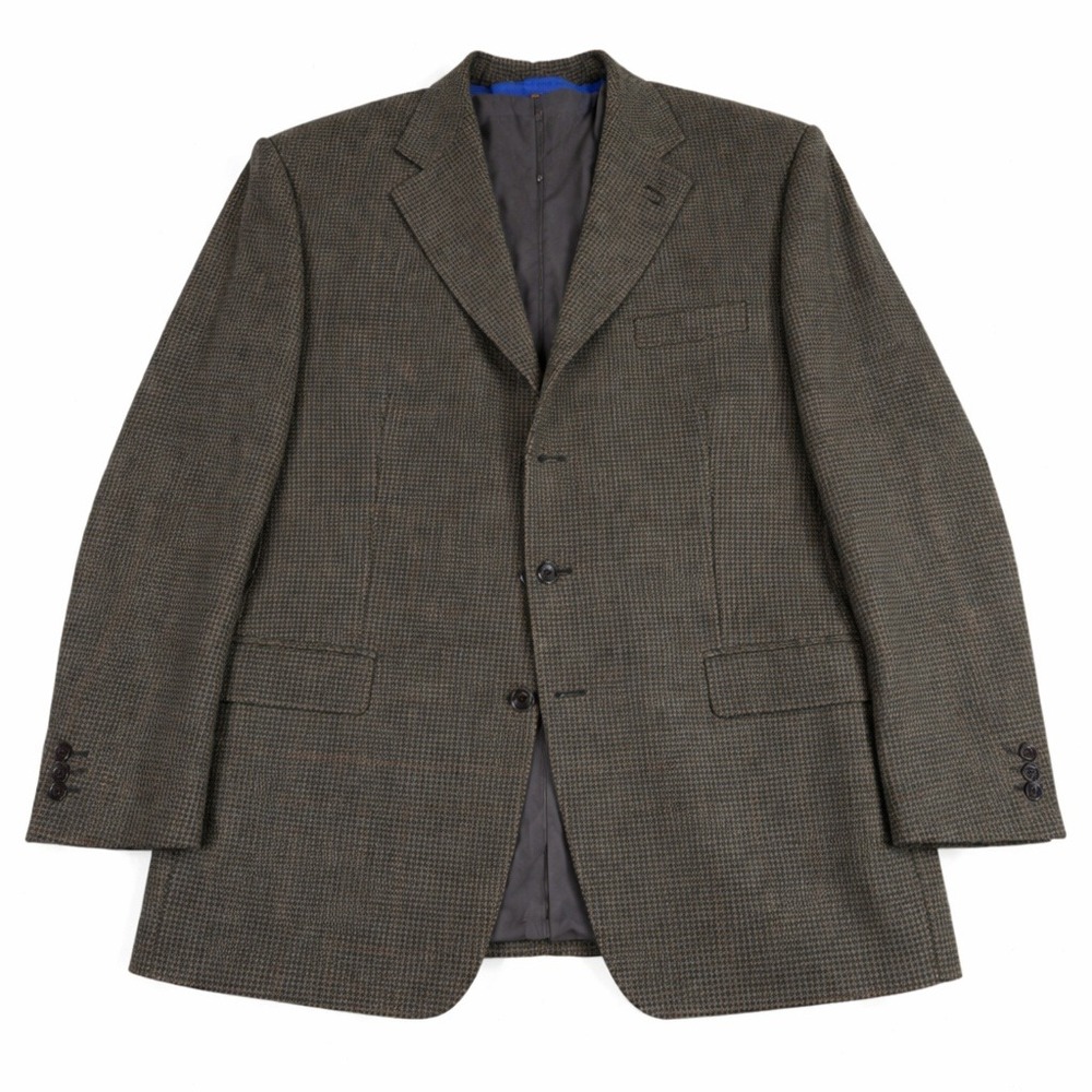 Canali Proposta Wool‎ Houndstooth Blazer Brown L READ